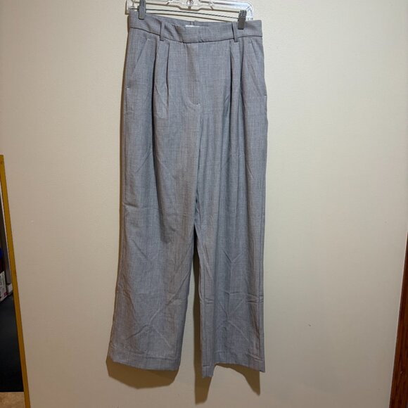 Abercrombie & Fitch Curve Love Sloane Tailored Pant Pleated Wide Leg Gray - Picture 4 of 16